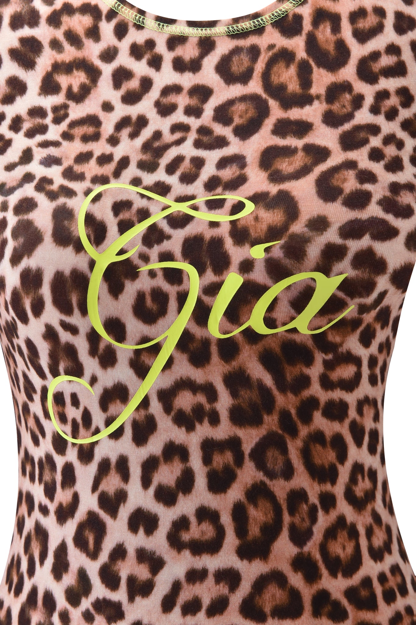 A close-up of the I.AM.GIA BLARE LONG SLEEVE TOP in Leopard.