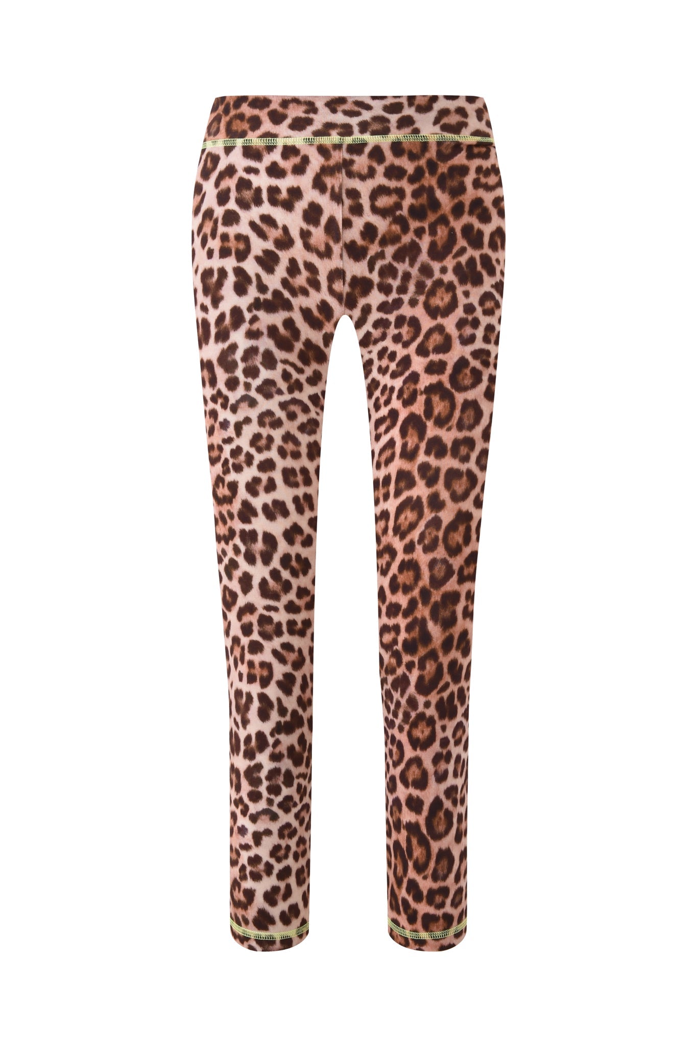 The I.AM.GIA BLARE CAPRI - LEOPARD pants feature a bodycon fit with brown, black, and tan leopard spots, shown from the back against a white background.
