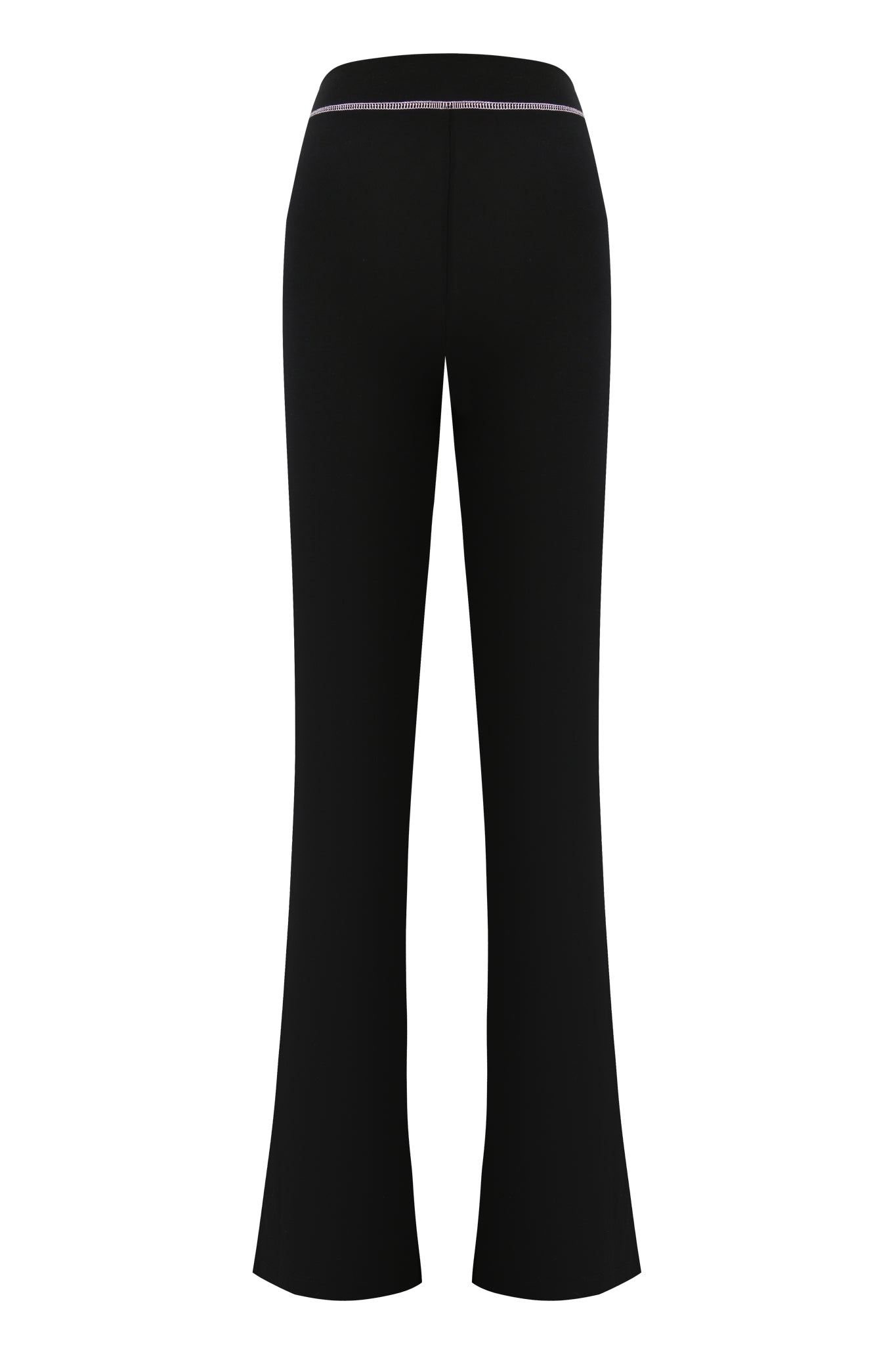 Back view of the FAFI BLARE PANT - BLACK by I.AM.GIA, showcasing a flared-leg silhouette and subtle waistband detail, displayed against a plain white background.