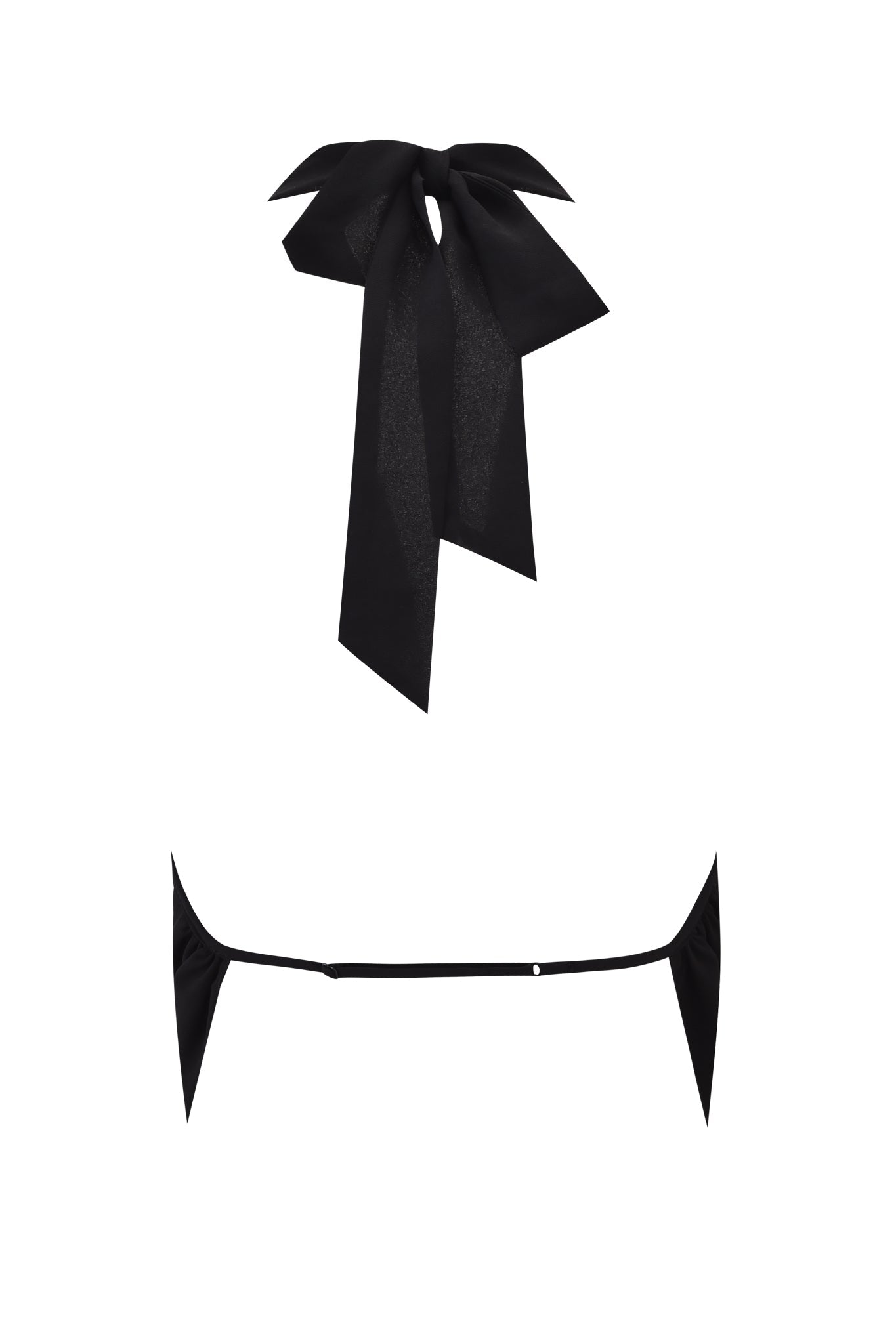 A large black fabric bow sits atop a slim black hairband with pointed ends on a white background—ideal for accenting an asymmetrical hemline or pairing with the I.AM.GIA GRAYSON TOP in black.