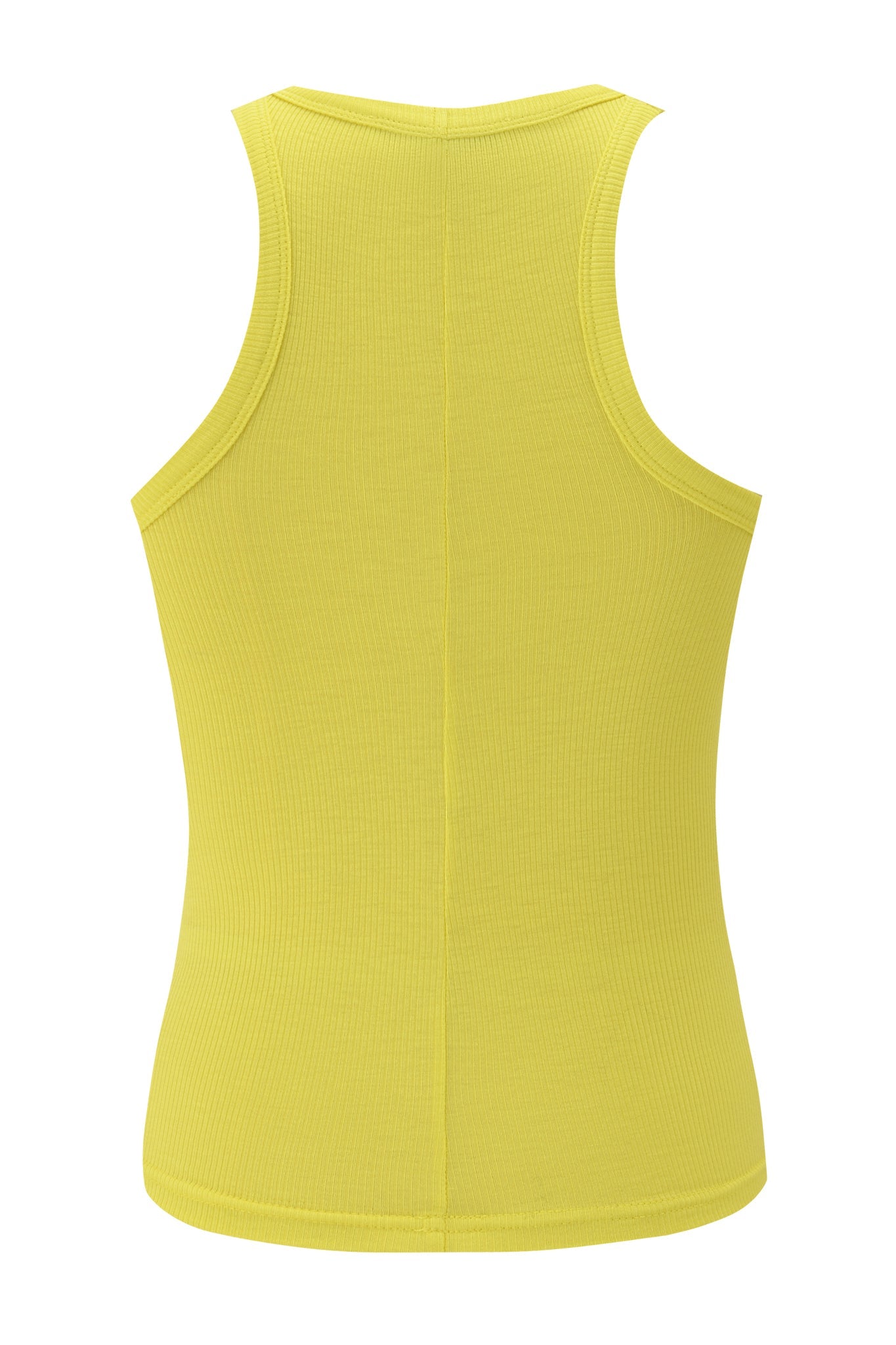 Blue Penelope Tank by I.AM.GIA shown from the back, featuring a racerback design, ribbed fabrication, and a slightly fitted shape.