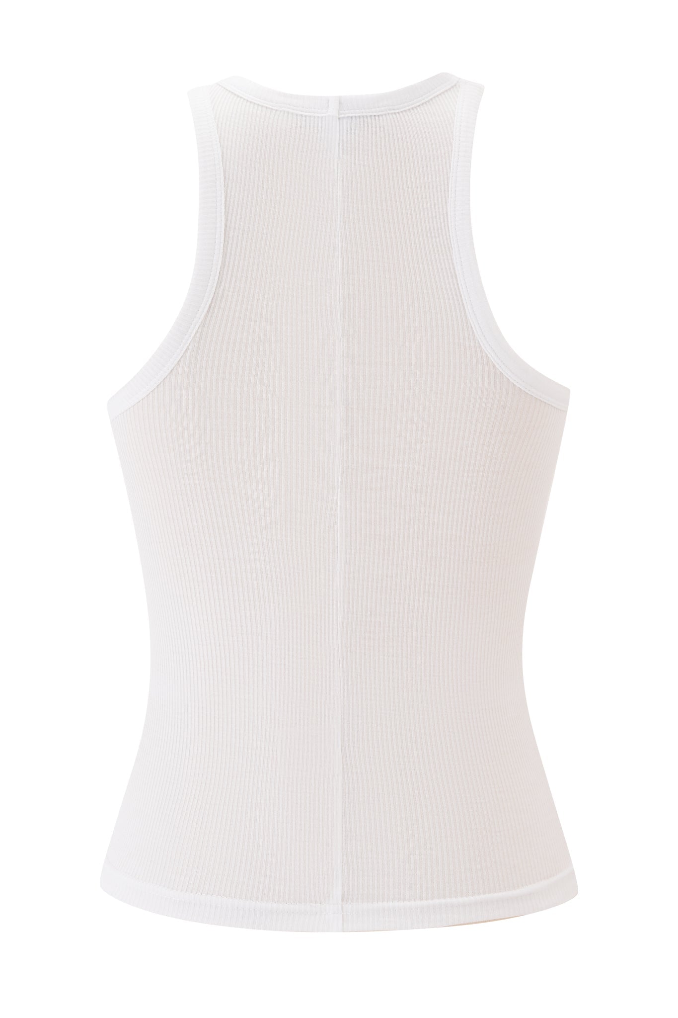 The PENELOPE TANK - PINK AIRBRUSH by I.AM.GIA is displayed from the back, highlighting its vertical seam and racerback design. This sleek style is ideal for standout placement print detailing.