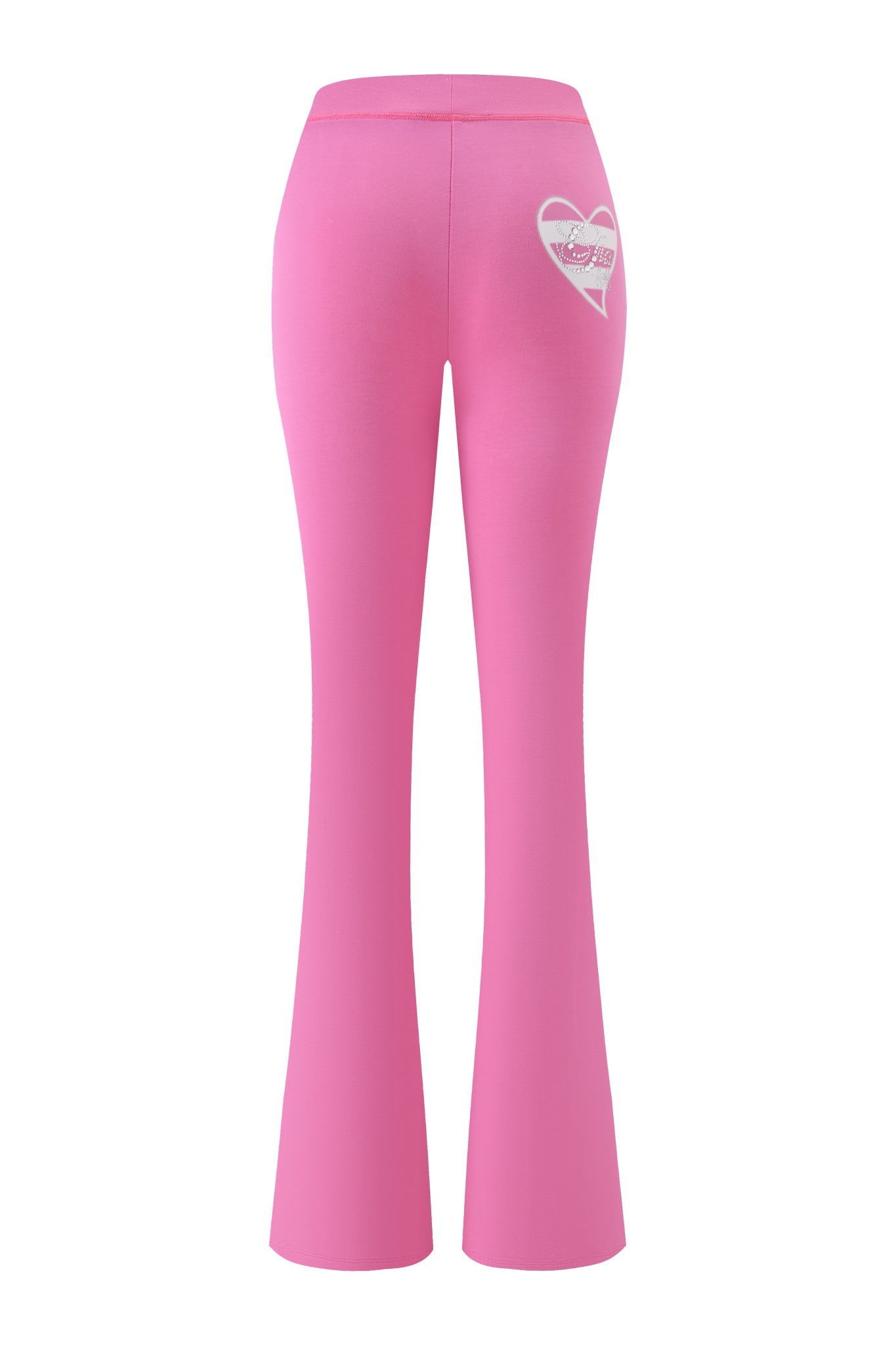 The FAFI BLARE PANT in bubblegum pink by I.AM.GIA, shown from the back, features a white heart graphic with text on the upper right—an eye-catching piece from the Fafi collaboration.
